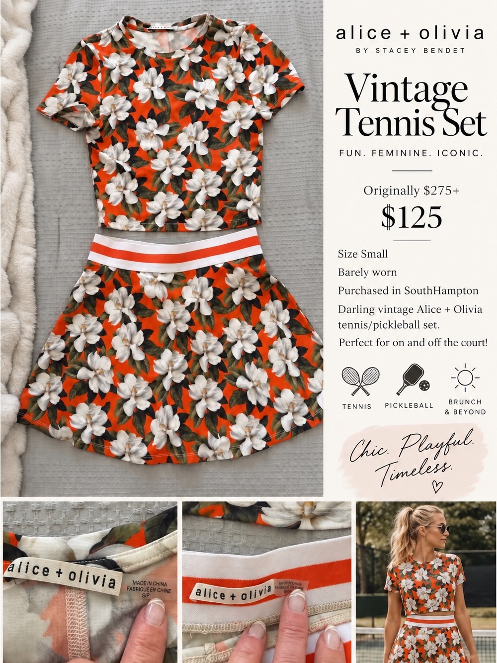 Alice + Olivia Vintage Floral Tennis / Pickleball Set – Size Small